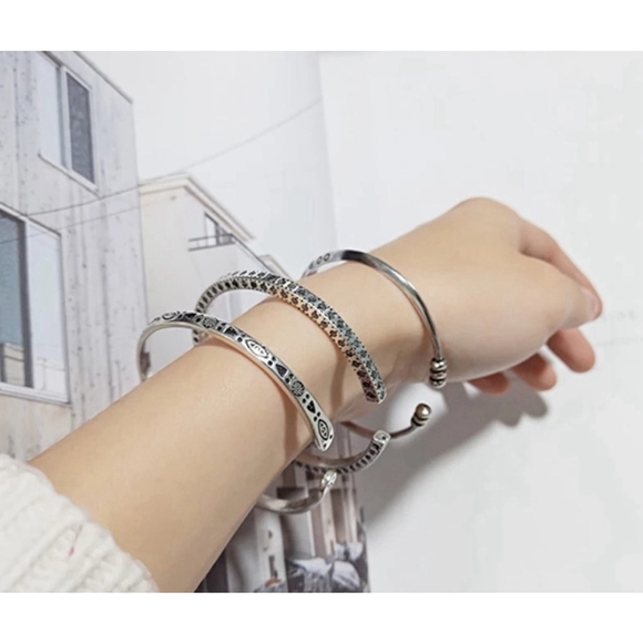 NEW Men’s Unisex Engraved 925 Sterling Silver Adjustable Cuff Bracelet - Picture 8 of 16